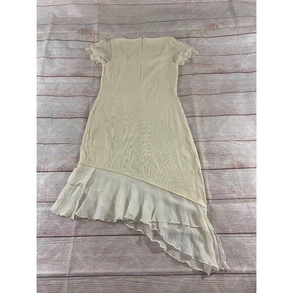 St John evening by Maire Gray Beige Asymmetrical Cocktail Dress - 6 - Picture 11 of 13